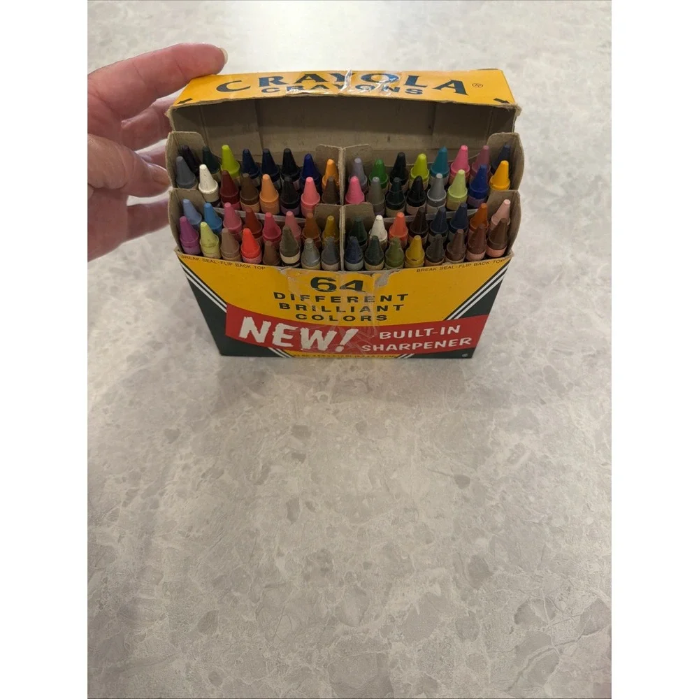 Vintage Crayola Crayons 64 Vibrant Colors With Built-In Sharpener.
